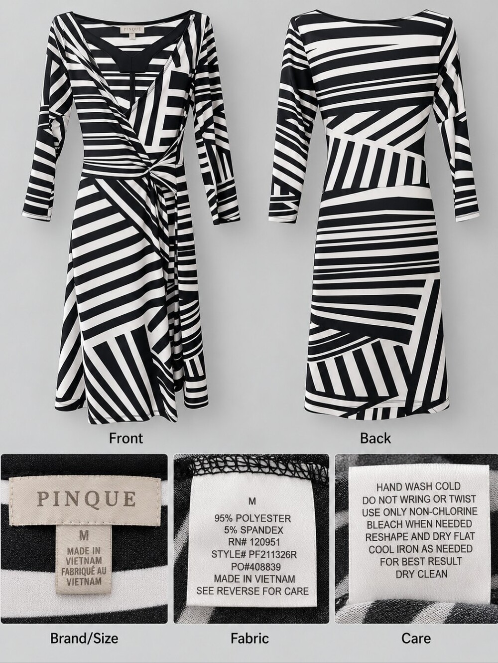 Black & White Striped Wrap Dress